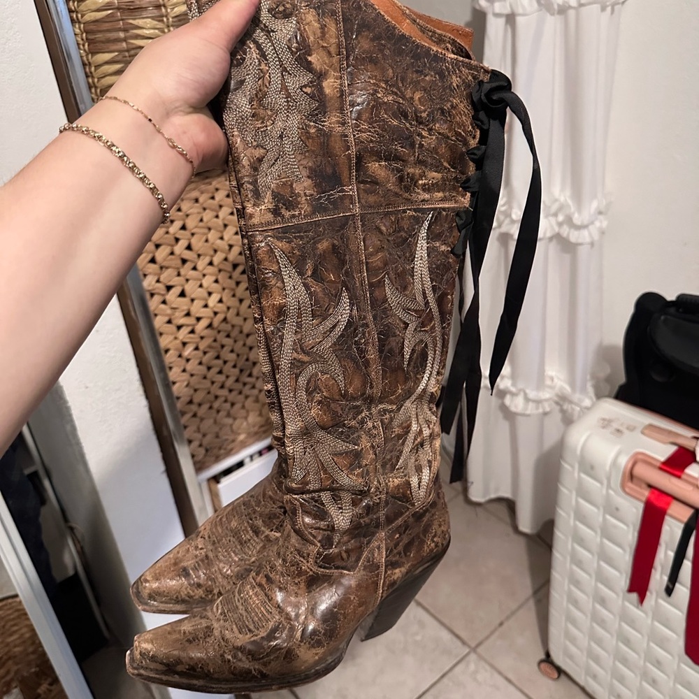 Brown Western Leather Dan post boots